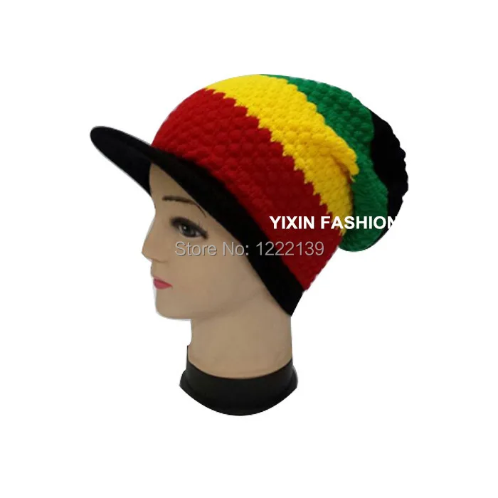 Длинная вязаная шапка regae Rasta Jamaica Marley зимняя с козырьком | Аксессуары для одежды