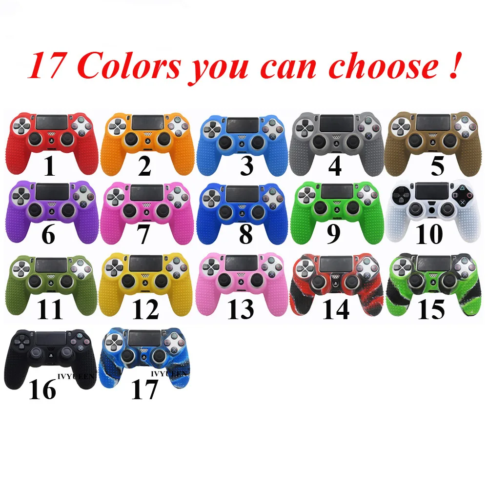 IVYUEEN Противоскользящий силиконовый чехол для защиты кожи для playstation 4 PS4 DS4 Pro тонкий контроллер с 8 аналоговыми рукоятками