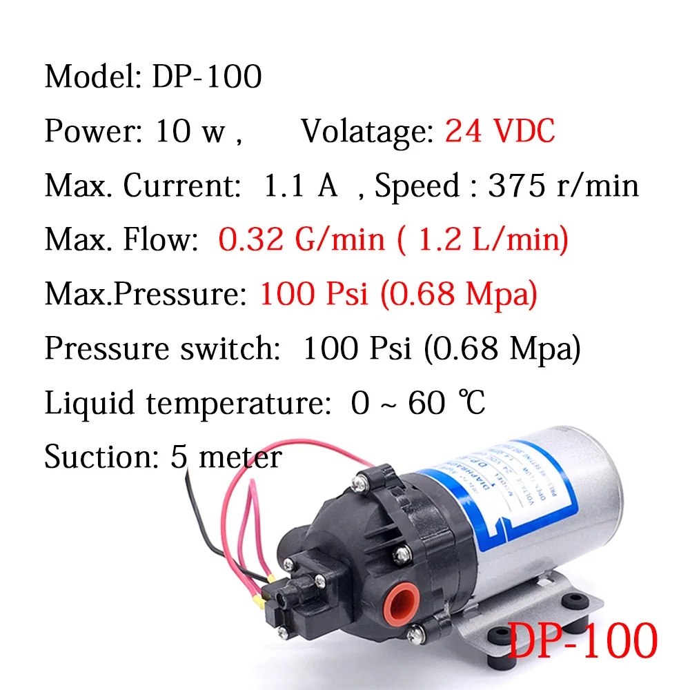 Мини диафрагменный вакуумный водяной насос сертификация CE постоянный ток 24 В