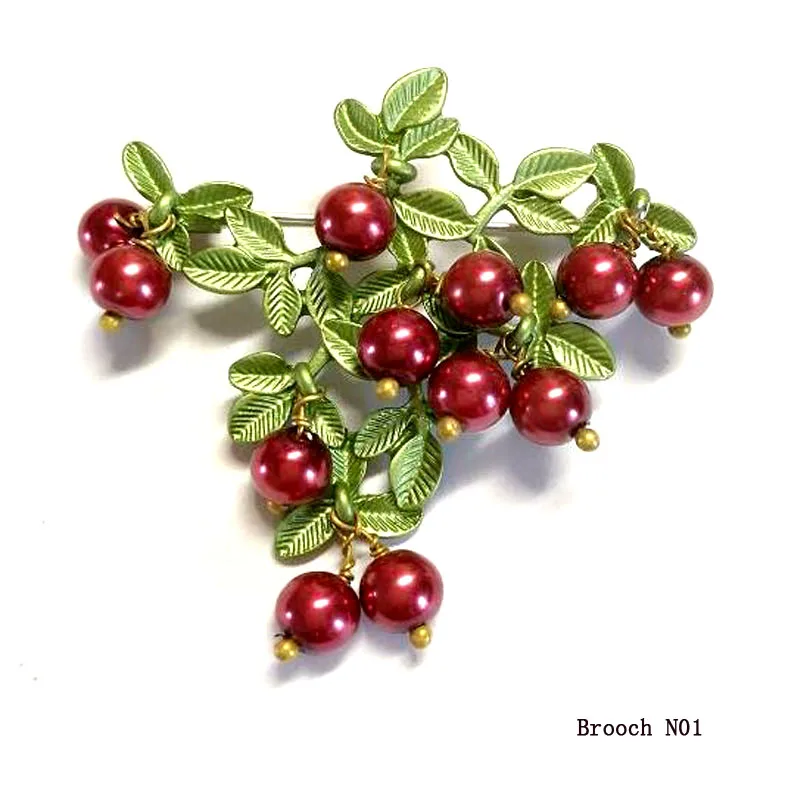 Brooch N01 CSxjd Новая Винтажная брошь ювелирные изделия имитация жемчуга Клюква брошь, шарфы, пряжки аксессуары - Окраска металла: Brooch N01