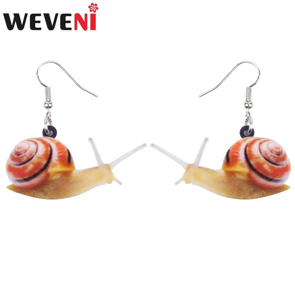 

WEVENI Acrylic Anime Snail Earrings New Long Dangle Drop Cute Animal Jewelry For Girls Women Female Bijoux kids Gift Accessory