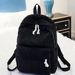 black backpack Бархатный рюкзак, женская сумка, простой уличный тренд, Большой Вместительный Повседневный женский рюкзак, школьный большой вместительный ранец, а11280 - Цвет: black backpack