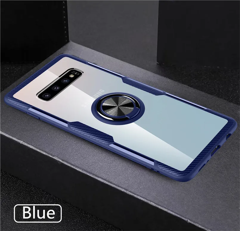 For Note 9 Case Clear Tempered Glass Phone Metal Ring Samsung Galaxy S10 Plus S9 S8 M20 A7 2018 Cover |