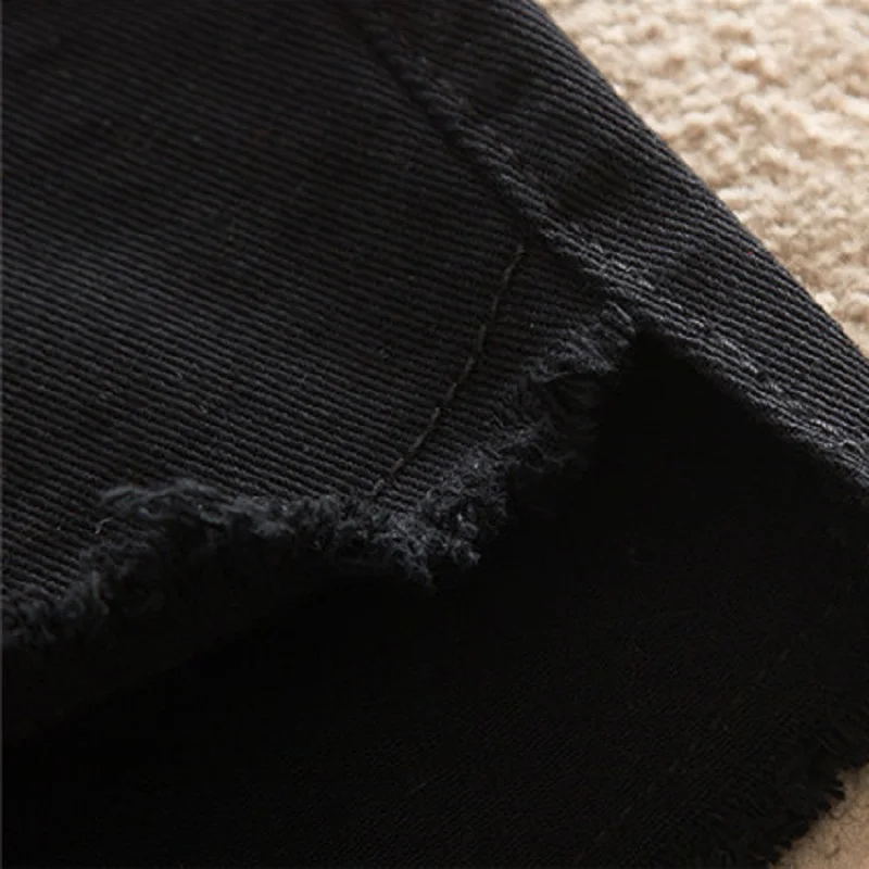 Korean Tassel Button Fly Skinny Black White Blue Jeans Shorts Women Summer Streetwear Mini High Waist Ladies 2018 |