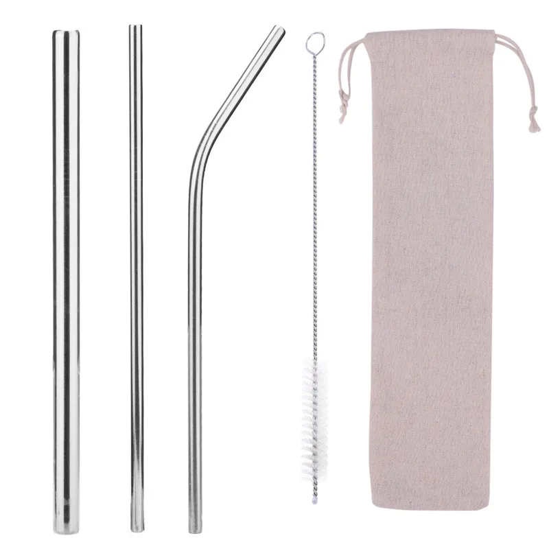 3 straw 1 brush 1bag Питьевой соломинки многократного использования из нержавеющей стали питьевой соломинки с чистящей щеткой трубки соломинки Свадебная вечеринка питьевой аксессуары - Цвет: 3 straw 1 brush 1bag
