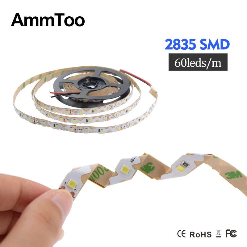 AmmToo SMD 2835 Светодиодная лента светильник 300 светодиодов 5 м случайная складка светодиодный ленточный светильник s DC 12 В не водонепроницаемый декоративный светильник ings для помещений