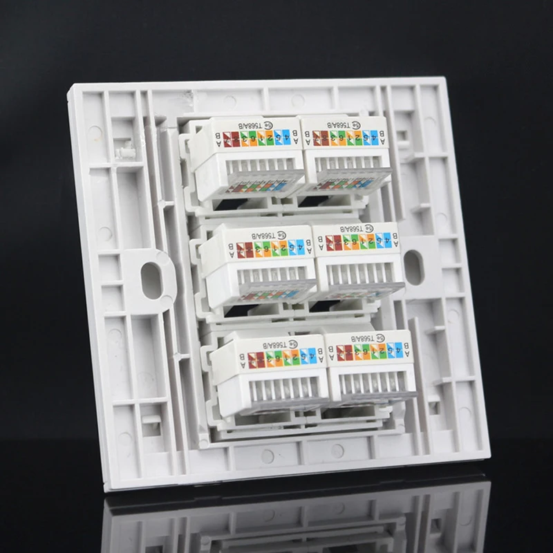 6 портов 86 мм cat6 Keystone настенная панель лицевая Rj45 jack модульная Лицевая розетка