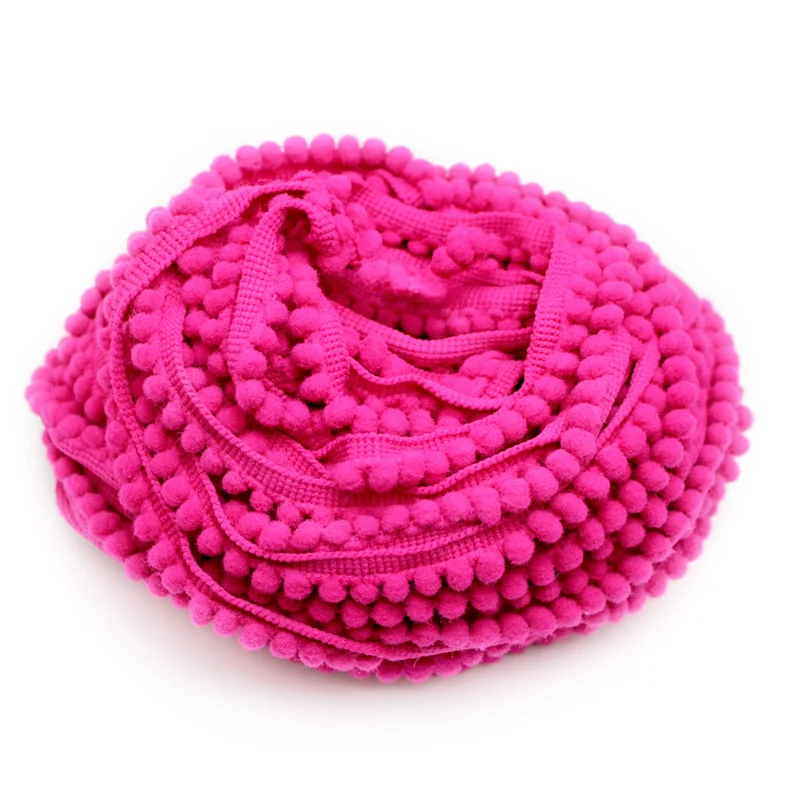 Rose red 5y Savica 5 ярдов/партия мм Multi цвет Pom отделка бальная оплетка кружево бахрома ленты Ткань DIY Вышивание ручной работы ремесла аксессуар LX241 - Цвет: Rose red 5y