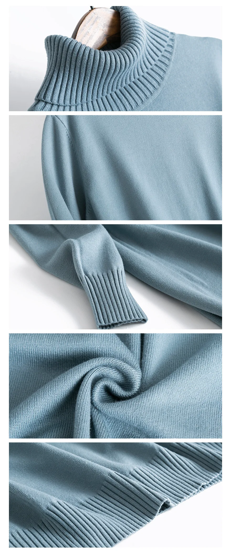 Shuchan с высоким плотно облегающим шею воротником вязаное платье Сезон осень зима