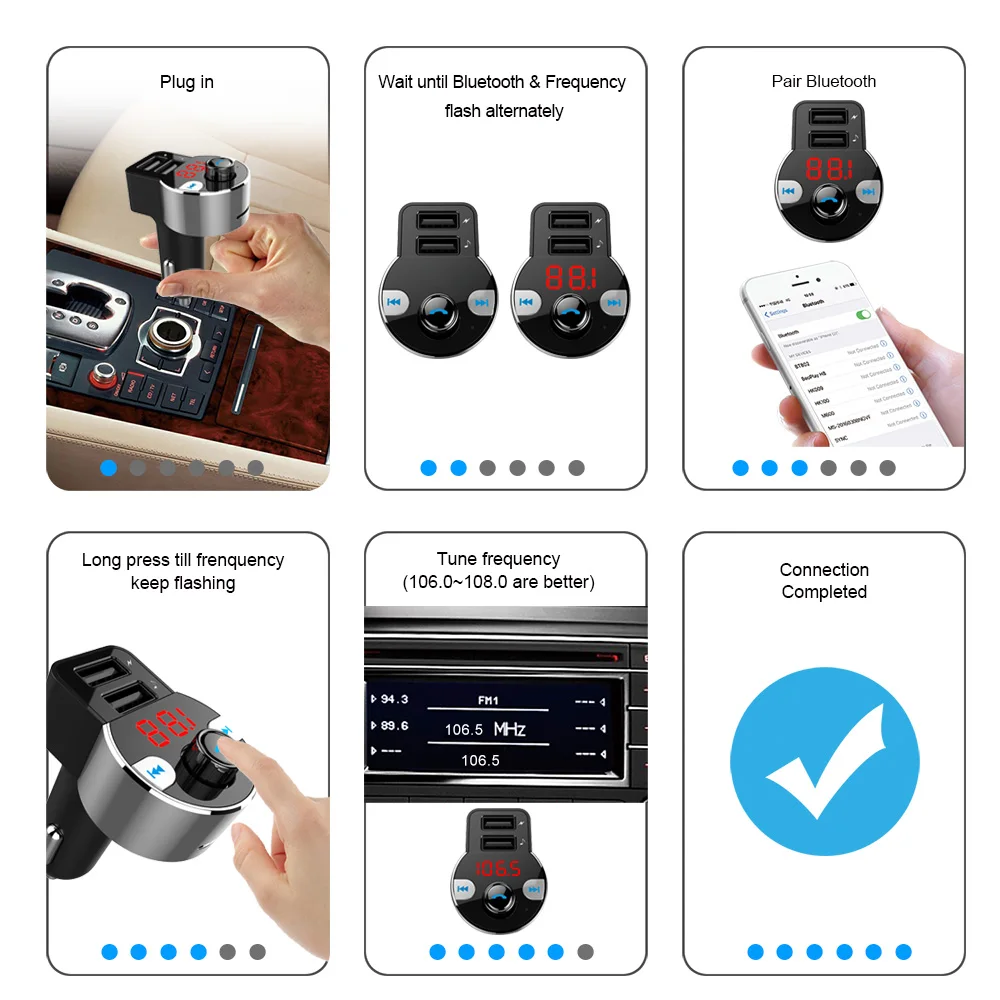 Автомобильный Bluetooth fm-передатчик беспроводной автомобильный передатчик приемник громкой связи Flac аудио плеер двойной USB Автомобильное зарядное устройство Порт