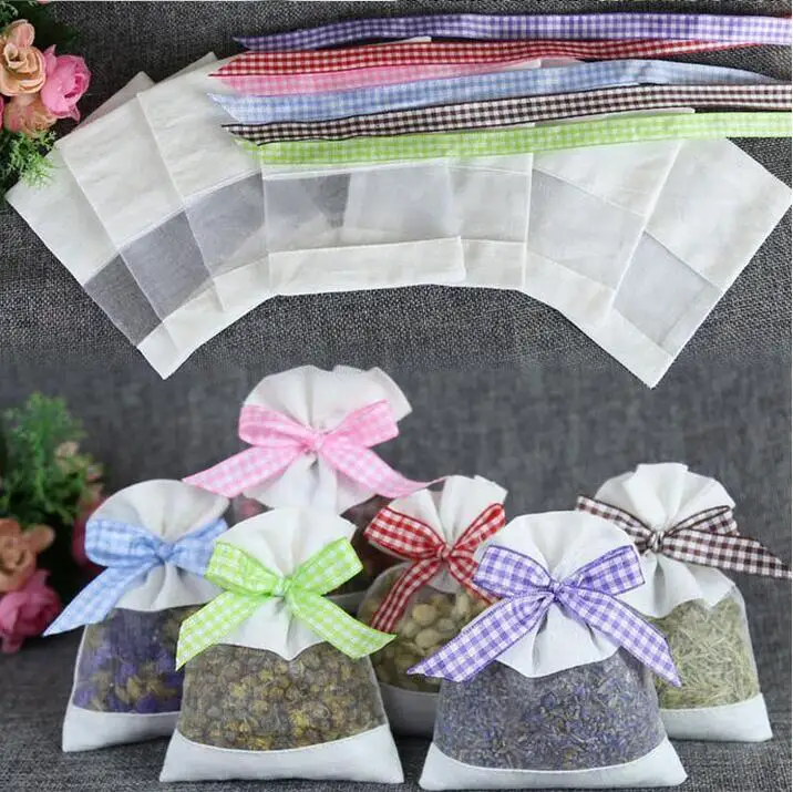 

100pcs/lot Cotton Organza Incense Bag Lavender Sachet Linen Package Bags Jewelry Cosmetic Storage Pouch Package Gift