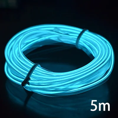 3 м/5 м автомобиля 12 В LED Холодные огни гибкий неон el wire авто лампы на автомобиль холодной полосы света линии интерьера разветвитель прикуривателя зажигалка Светодиодные холодные огни Гибкий Neon EL Car-styling - Испускаемый цвет: Crystal blue-5m