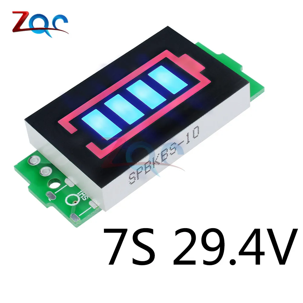 7S 29.4V 1S 2S 3S 4S 6S 7S Series Lithium Battery Capacity Indicator Display Module Electric Vehicle Battery Power Tester Li-po Li-ion - Color: 7S 29.4V
