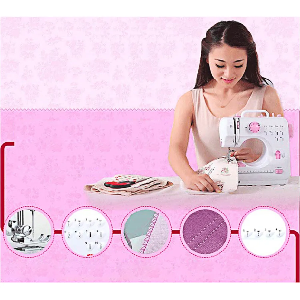 Российский продавец! Мини 12 стежков швейная машина бытовая многофункциональная