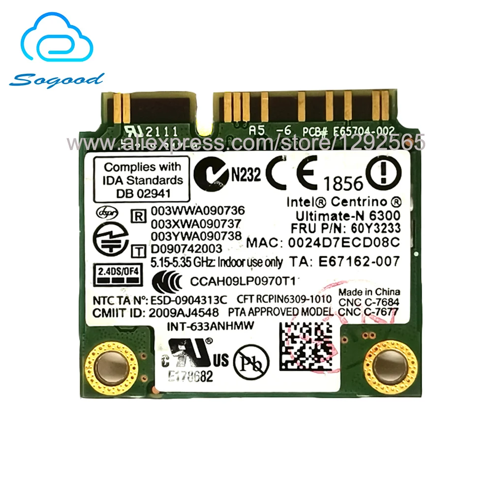 Для Intel Centrino Ultimate N 6300 633ANHMW 6300AGN 450 Мбит/с Mini PCIe 2 4G и 5G беспроводная карта для Lenovo Y460