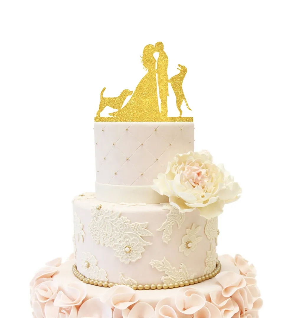 Домашняя собака свадебные топперы для тортов персонализированная семья невесты