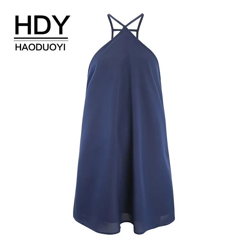 HDY Haoduoyi 2019 Маленькое летнее платье на тонких бретелях с открытой спиной без