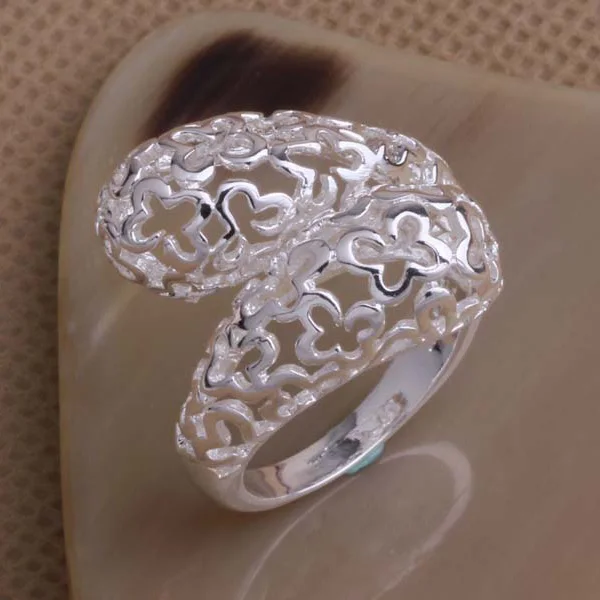 Акция «Бесплатная доставка»: Серебряное кольцо модного украшения для женщин и мужчин с резьбой / abxaitea bodakfka AR041 на.