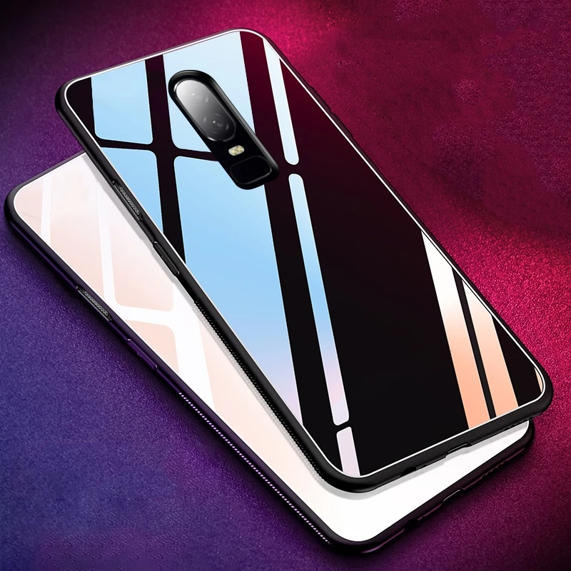 Для Oneplus 7 Pro Чехол из закаленного стекла для телефона силиконовая рамка жесткая