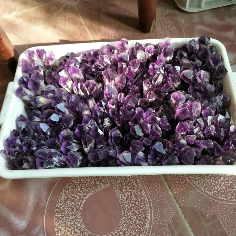 2 шт. сырье натуральный аметист КВАРЦЕВЫЙ кластер Кристалл семян палочка ТОЧКА