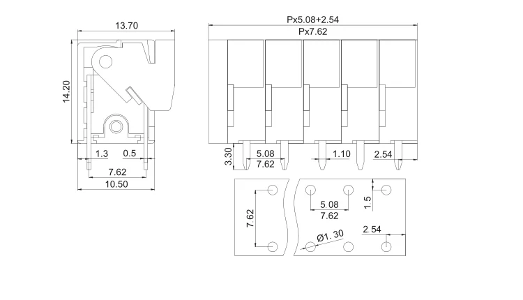 100 шт. CY/KF142V 142R 5,08 мм PCB пружинный клеммный блок KF128-5.08 2P 3P 4P 5P 6P 7p 8p 9p 10p клеммы Соединительный винт