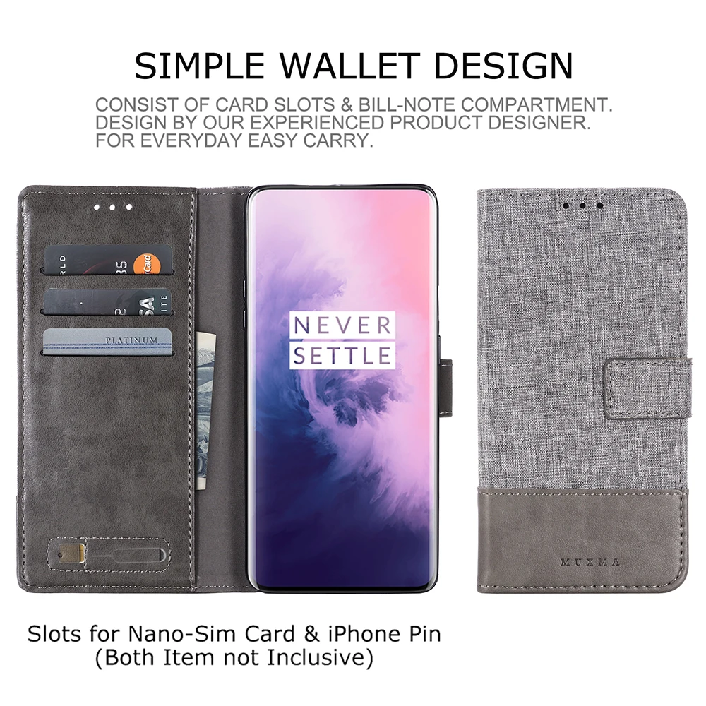 Чехол MUXMA для Oneplus 7 7Pro, Холщовый откидной кожаный чехол для Oneplus 5 5T 6 T, Магнитный чехол-кошелек, сумка для телефона с отделениями для карт