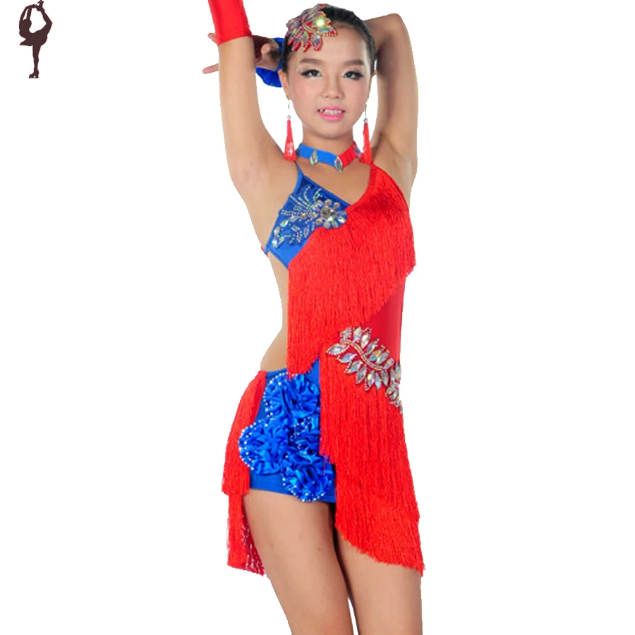 

2019 Latin Dance Dress For Girls 7 Colors Kids Dance Costume Cha Cha/Rumba/Samba Dancing Children Dress Stage Costumes Tassel