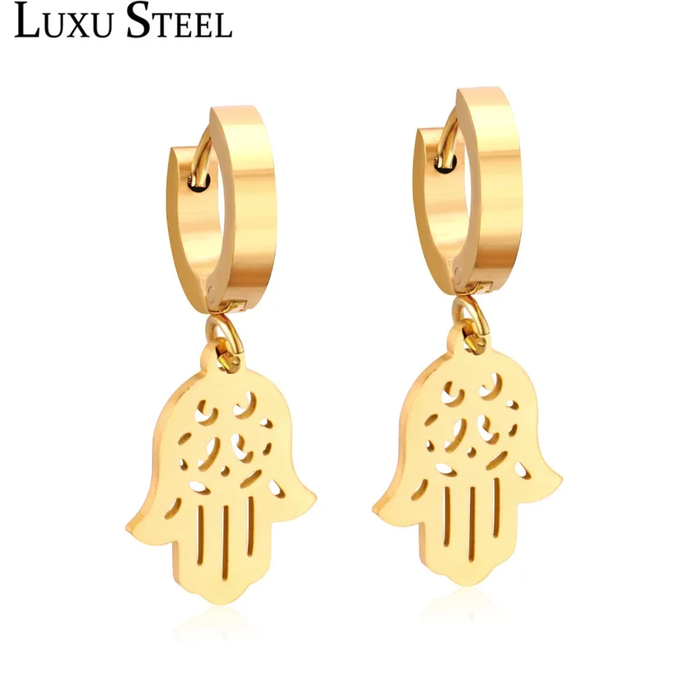 : LUXUSTEEL золотые серьги кольца для женщин аксессуары Оптовая продажа Нержавеющая