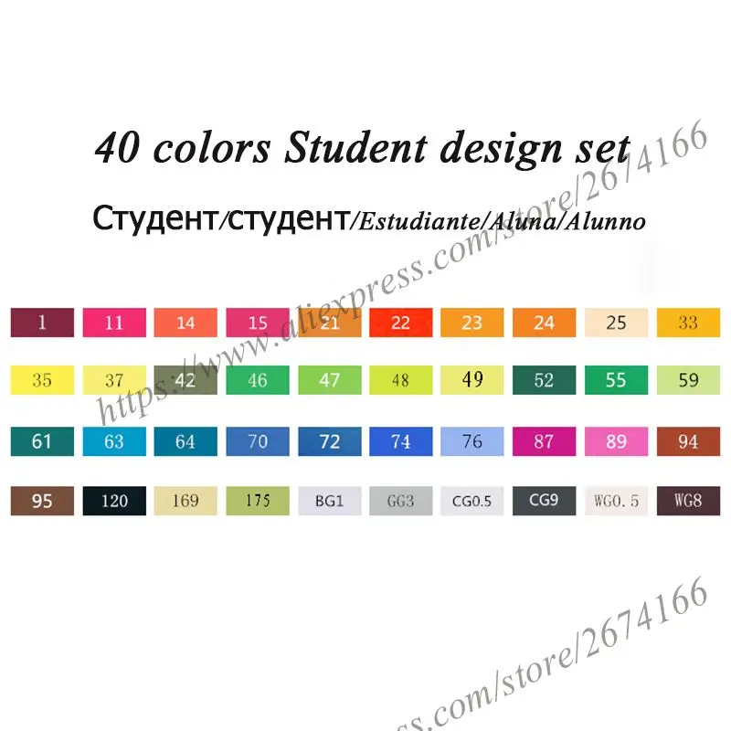 40 Color Student NNRTS лазерный маркер 30/40/60/80/168 Цвета Ручка Кисть алкогольных жирной чернила на водной основе художественный маркер для манга двуглавый маркеры для эскизов - Цвет: 40 Color Student