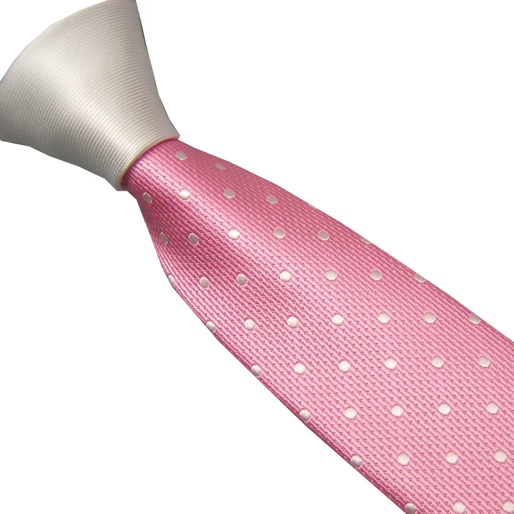 LAMMULIN мужские галстуки белый Узел контрастный розовый с белым Горошек