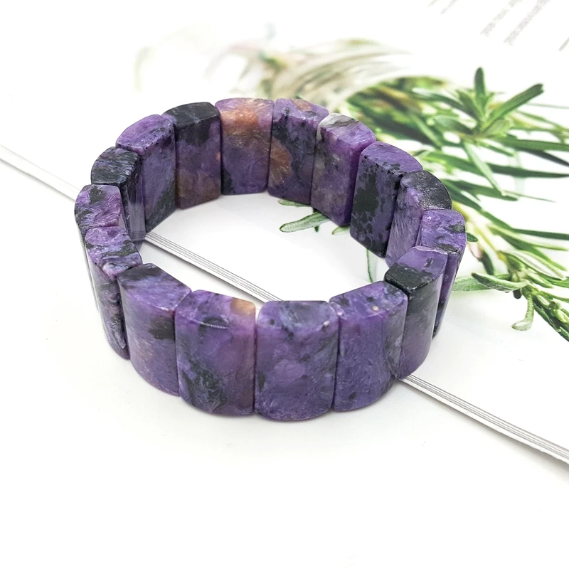 

Natural Stone Purple Charoite Bracelet approx 12x20x7mm For Women Fashion Jewelry Length about 7.5''