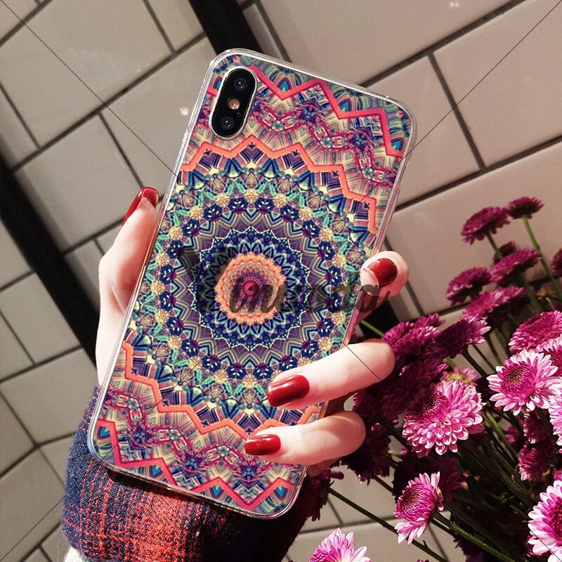 Yinuoda мандала цветок ТПУ прозрачный чехол для телефона чехол для Apple iPhone 8 7 6 6S Plus X XS MAX 5 5S SE XR чехол