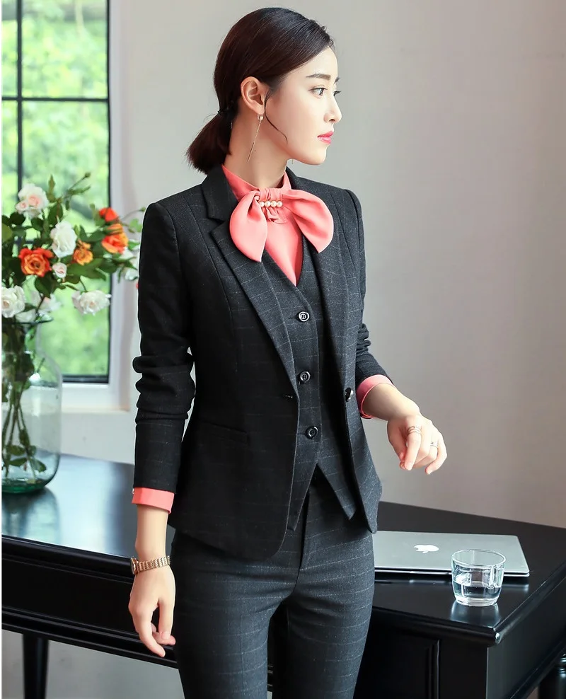 Деловые костюмы в стиле униформы деловые из 4 х предметов пиджаки жилеты и блузки