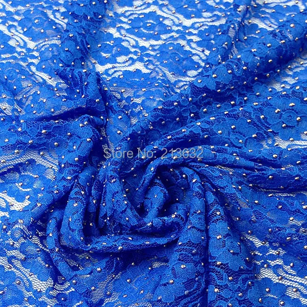 PQYY14 blue beads fashion week swiss voile laces switzerland french lace fabric organza tulle african cord | Дом и сад