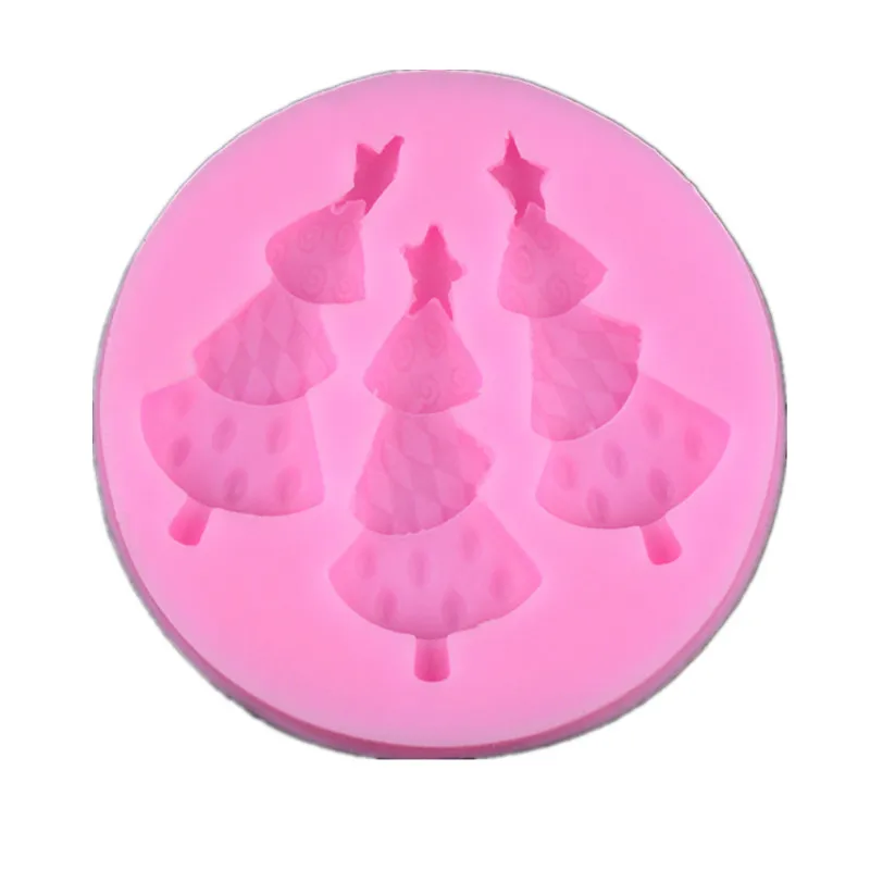 

Three Christmas Tree 3D Silicone Mold DIY Chocolate Sugar Craft Pastry Tool Festival Party Cake Decorating Tools Fondant Mold