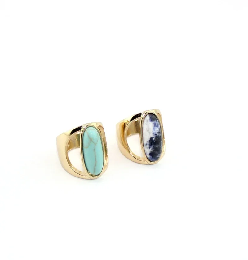 [JIMORE] Geometric Oval Stone Rings Fashion Finger Jewelry for Women Green Blue Natural Ring Party Cocktail ANN1216 | Украшения и