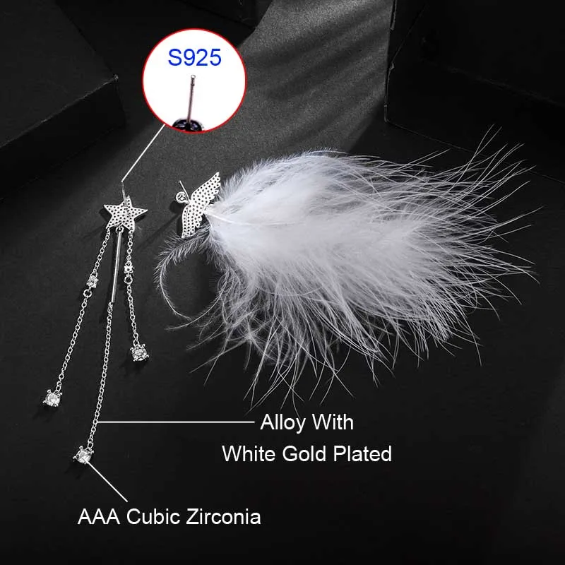 Женские ассиметричные серьги Red Trees длинные с кисточками из серебра 925 пробы