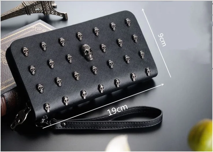 2016 Мода Женщины Черепа Кошельки Дамы Напульсники Сумки Длинные женщины