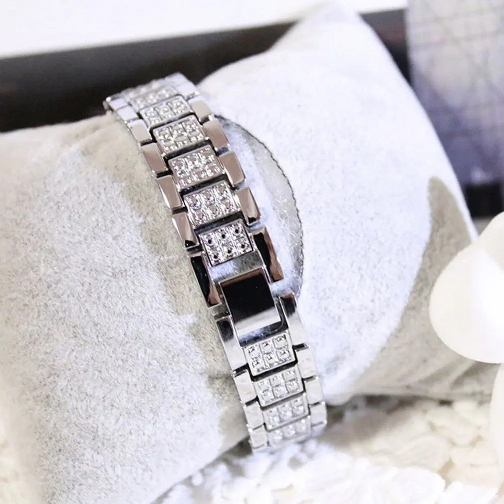 Round Dial Women's Watches With Rhinestones Alloy Band Ladies Female Quartz Movement Wristwatch | Наручные часы