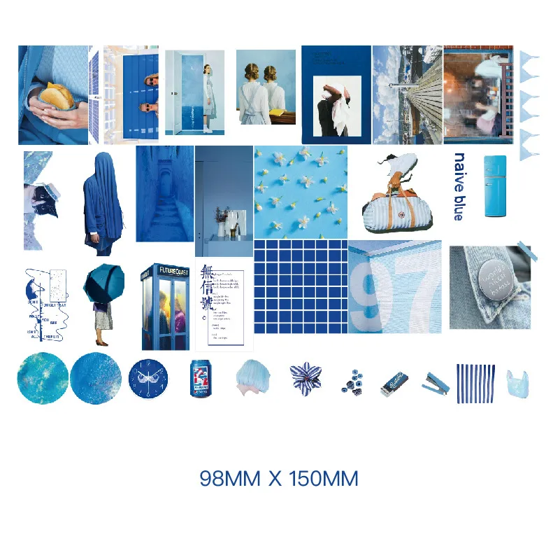 Blue Mr. paper 7 видов конструкций, 68 шт./лот, Ins стиль, вычурные фото, декоративные наклейки, скрапбукинг, Bullet Journal, популярные декоративные канцелярские наклейки - Цвет: Blue