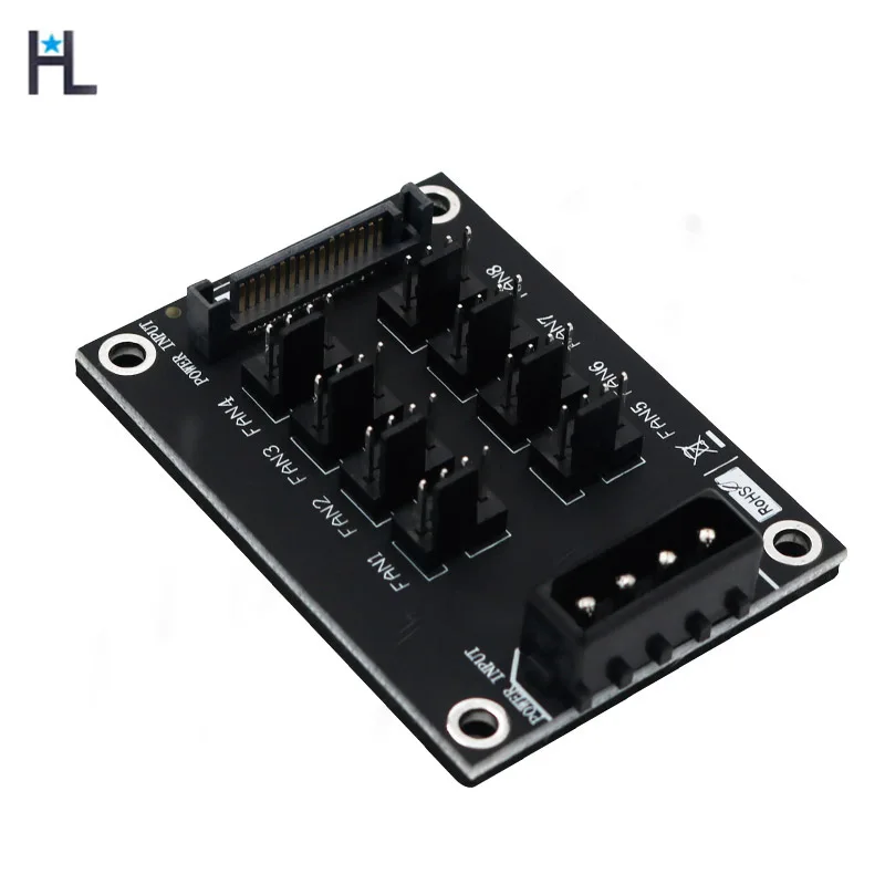 

HL computer 12v mini fan controller 4Pin & SATA 15Pin to 8interface 4Pin Fan Splitter Hub FOR desktop rgb cpu fan high quality