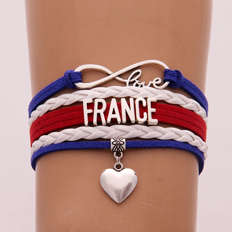 (10 шт./лот) Бесконечность любовь Франция Подвеска для браслета в форме сердца