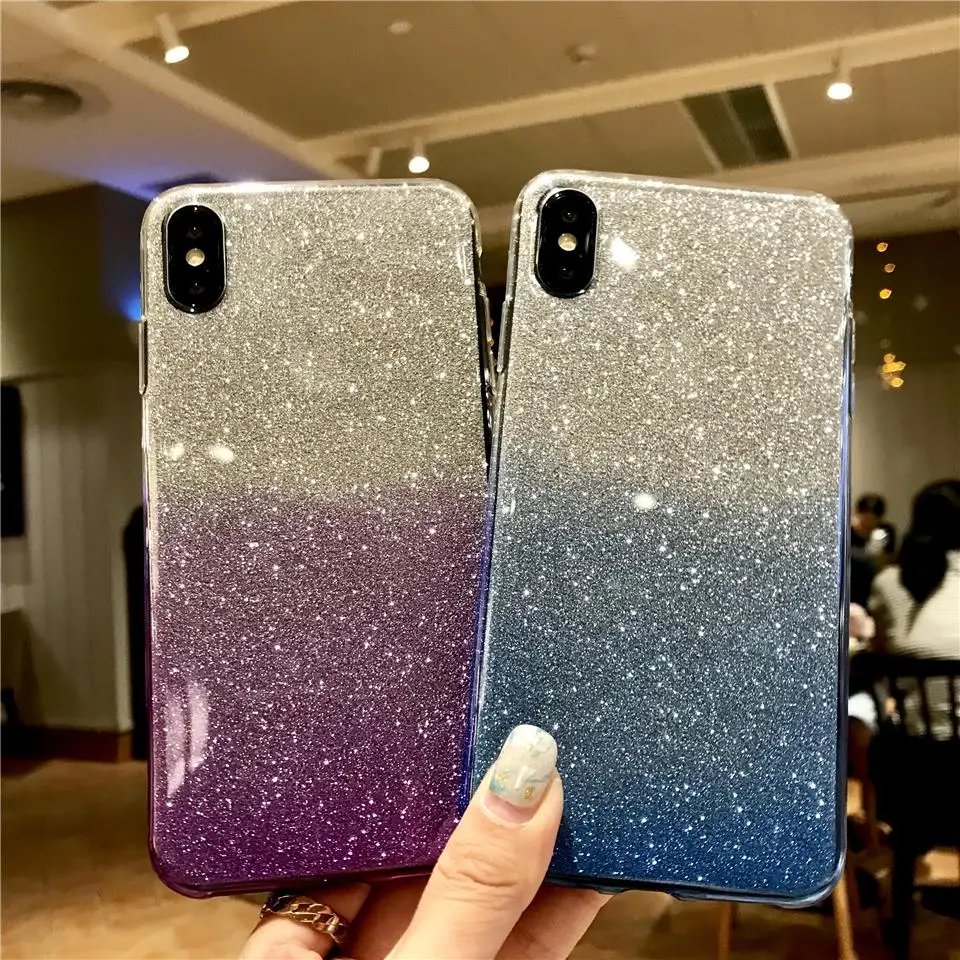 Силиконовый Блестящий Радужный чехол для iphone X XR XS MAX 6 6s 7 8 Plus Huawei P20 Lite P10 Mate 10 9 Honor 7X