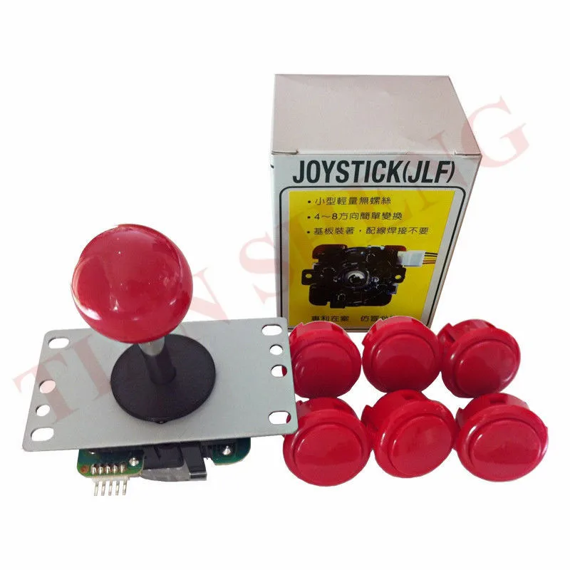 Red Высокое качество Sanwa комплект JLF-TP-8YT 5Pin джойстик+ 6 шт. OBSF-30 кнопки для DIY kit Mame Jamma - Цвет: Red