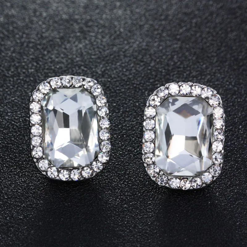 Винтажные черные квадратные серьги хрустальные маленькие гвоздики для женщин