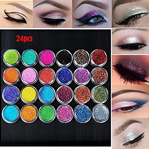 colorful TOPBeauty 24 шт. рассыпчатые блестящие тени для век живопись для лица тела краска для рукоделия нейл-арта, макияж телефона нейл-арта порошок с пигментным блеском - Цвет: colorful