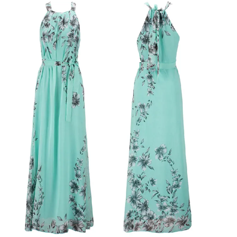 Пикантные летние платья Для женщин богема печати шифоновое платье пол Длина