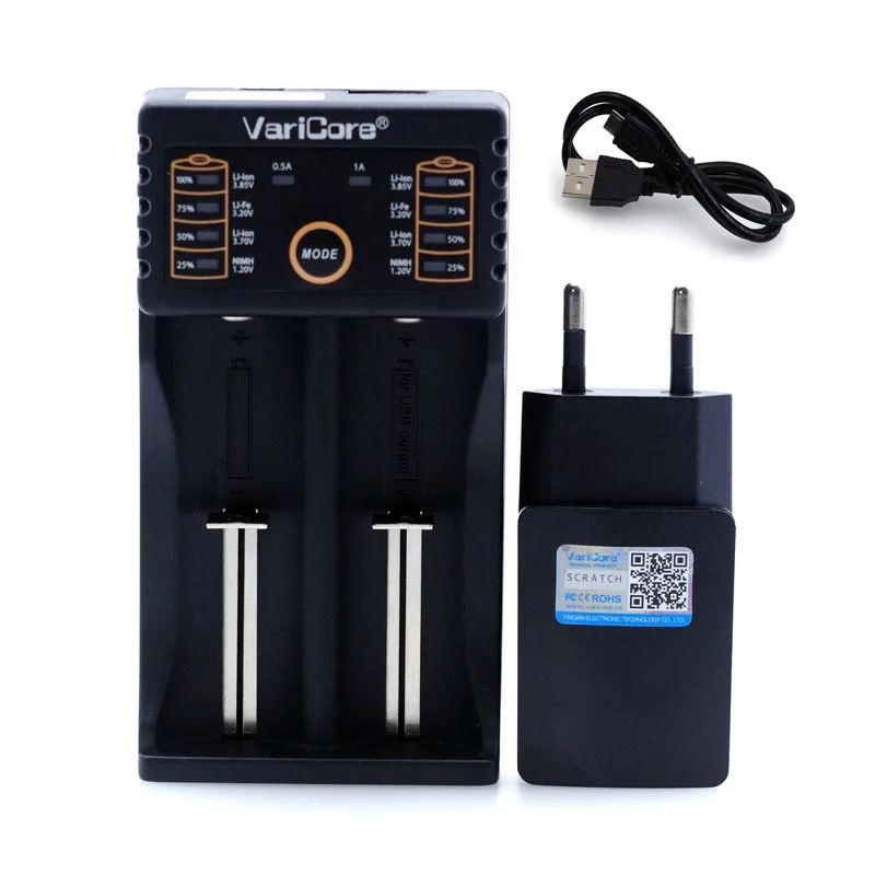 VariCore V40 V20i V10 U4 18650 Зарядное устройство 1,2 V 3,7 V 3,2 V AA18350 26650 10440 16340 зарядное устройство для никель-металл-гидридных и литиевых аккумуляторов Зарядное устройство EU/US 5V 2A штепсельной вилки