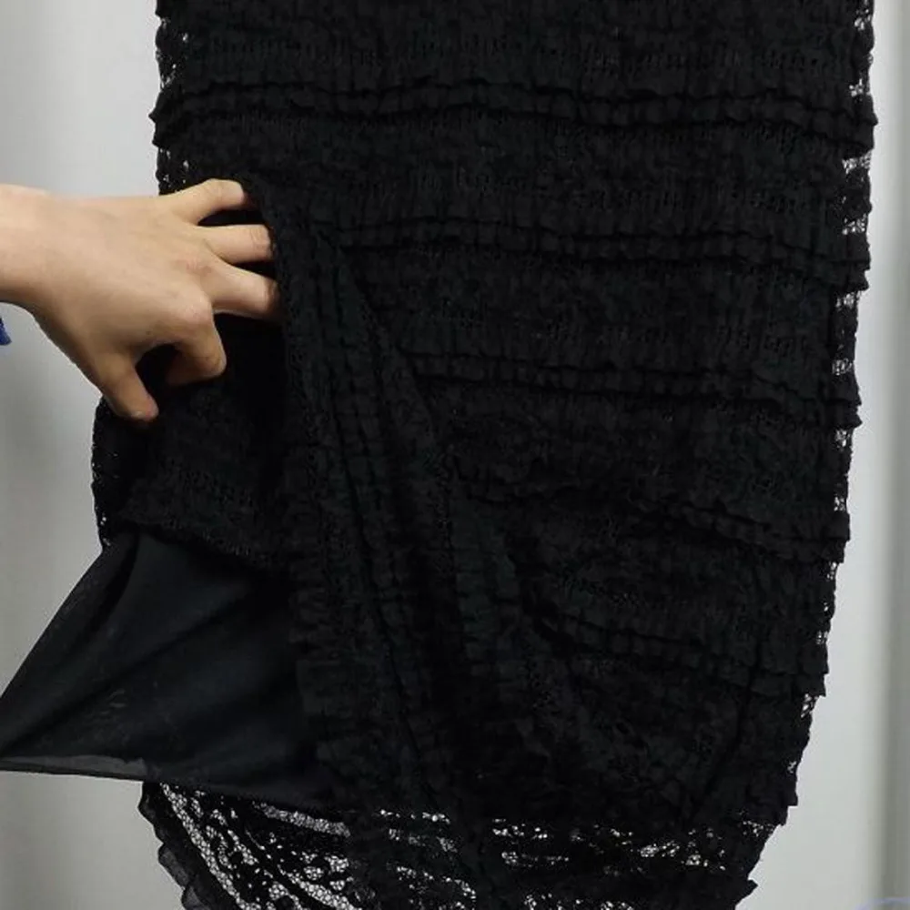 Лето размера плюс 6XL 5XL 4XL модные сексуальные офисные черные полностью кружевные прямые офисные тонкие женские длинные юбки макси для женщин