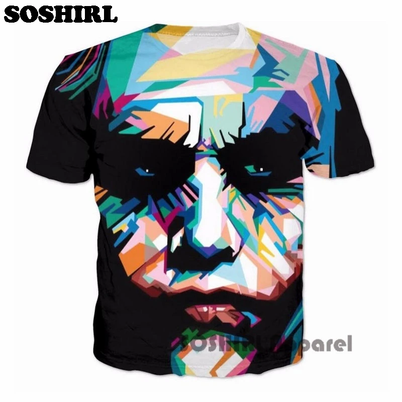 Футболка SOSHIRL Joker с 3D рисунком цветная тенниска для фитнеса стильная мужская